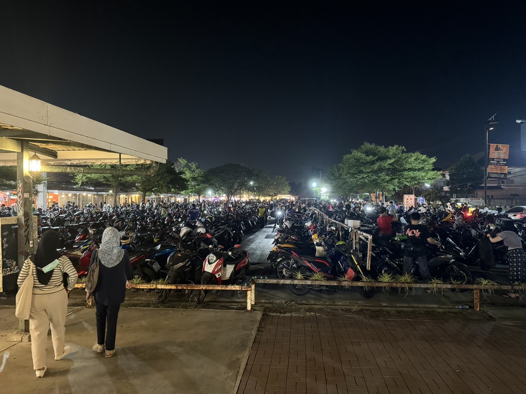 Motorbikes at night market